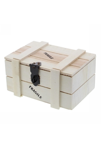 Kadoverpakking Houten Kistje Fragile naturel 13.5x10x7cm 12st