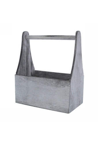 Kadoverpakking Rechthoekig bakje & handvat grijs 21x12.5x25.5cm 12st