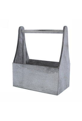 Kadoverpakking Rechthoekig bakje & handvat grijs 21x12.5x25.5cm 12st