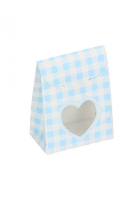 Kadozakje Met Sluiting Ruitje Blauw Beer 6x3.5x8cm 10stuks OP IS OP