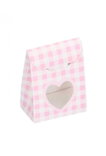 Kadozakje Met Sluiting Ruitje Roze Beer 6x3.5x8cm 10stuks OP IS OP