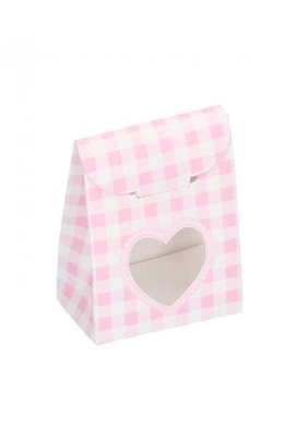 Kadozakje Met Sluiting Ruitje Roze Beer 6x3.5x8cm 10stuks OP IS OP