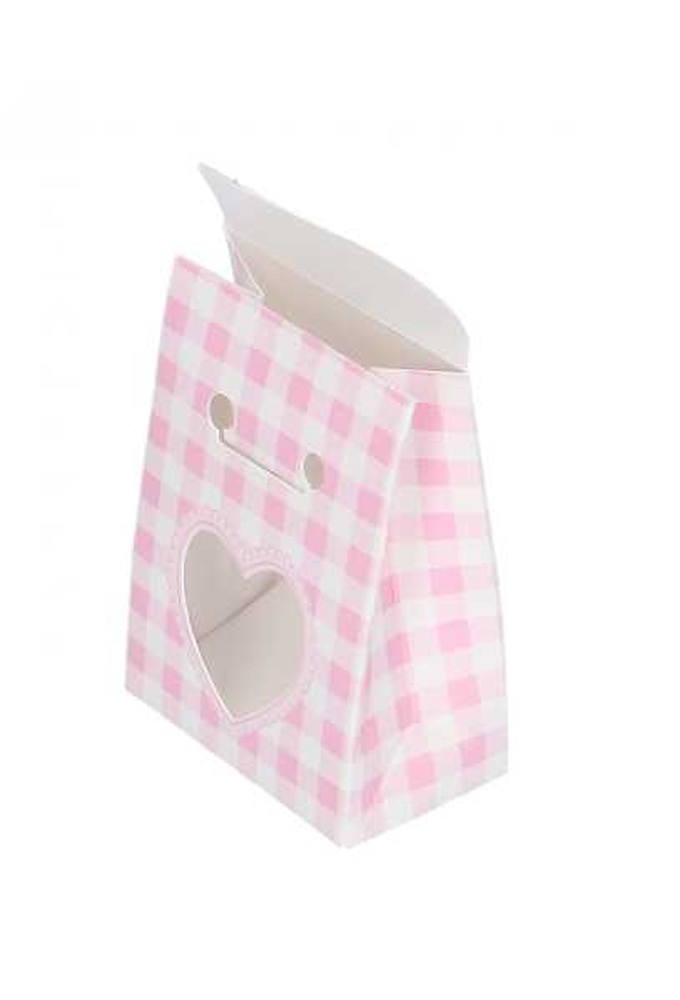 Kadozakje Met Sluiting Ruitje Roze Beer 6x3.5x8cm 10stuks OP IS OP