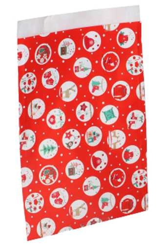 Kadozakjes Sneeuwvlokken  Rood 17.5x25cm 250stuks