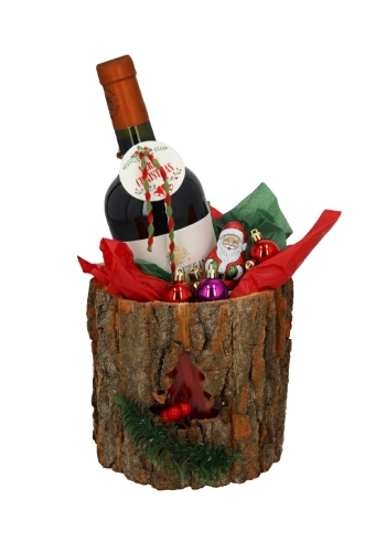 Kandelaar Wood Christmas Met Glazen kaarsenhouder 12cm x 15cm 12stuks
