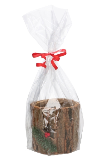 Kandelaar Wood Christmas Met Glazen kaarsenhouder 12cm x 15cm 12stuks