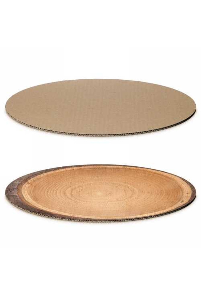 Kartonnen Bodem Hout & Naturel Ovaal Groot 30x20cm 100stuks