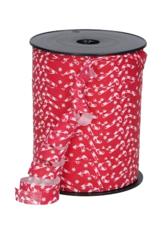 Kerst Krullint Christmas candy Red 10mm x 250 meter
