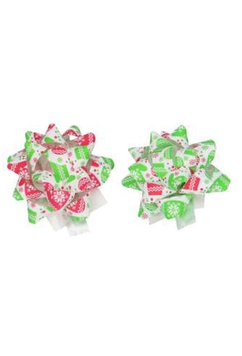 Kerst Mini Bows Strik Rond 50mm Wanten Groen Rood Met Plakker 50st