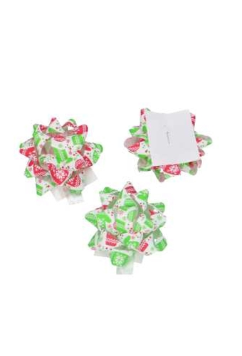 Kerst Mini Bows Strik Rond 50mm Wanten Groen Rood Met Plakker 50st