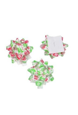 Kerst Mini Bows Strik Rond 50mm Wanten Groen Rood Met Plakker 50st
