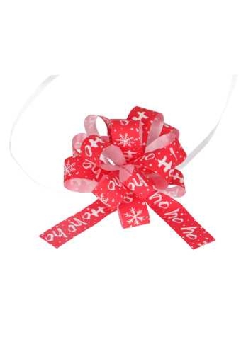 Kerst Trek Strikken Rood HO HO HO & Snow Wit 20mm rond 95mm 30st