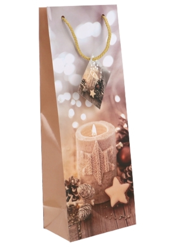 Kerst Wijntasjes 1 Fles Pine Cone Christmas Candles 12.5x9x36.5cm 11st