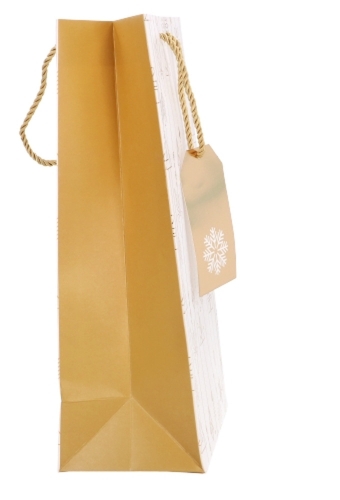 Kerst Wijntasjes 2 Flessen Kerstmis Wit Goud 18x9x36cm 9stuks