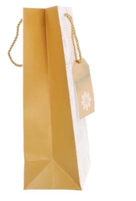 Kerst Wijntasjes 2 Flessen Kerstmis Wit Goud 18x9x36cm 9stuks