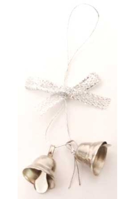 Kerstbelletjes Zilver Met Strik Zilver Aan Koord 100stuks