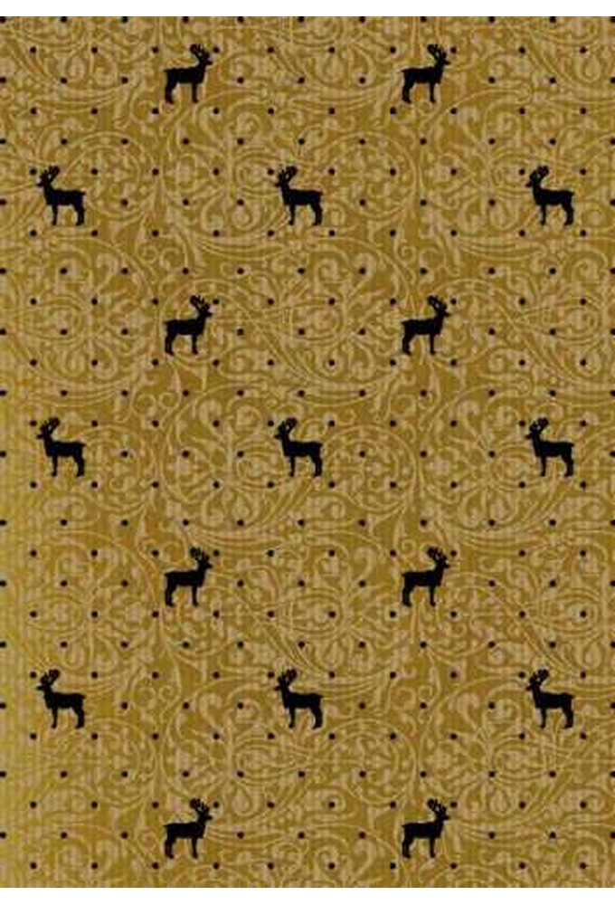 Kerstpapier Bruin Kraft Du Monde Reindeer Goud Zwart 30cmx250meter