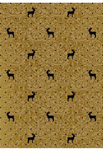 Kerstpapier Bruin Kraft Du Monde Reindeer Goud Zwart 40cmx250meter