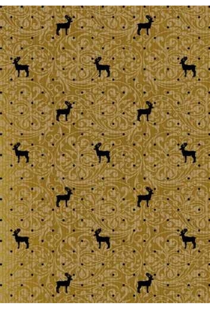 Kerstpapier Bruin Kraft Du Monde Reindeer Goud Zwart 40cmx250meter