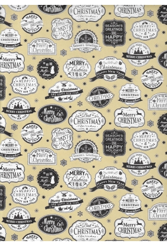 Kerstpapier Consumentenrollen Merry Christmas Beige 70cm x 2m 1st