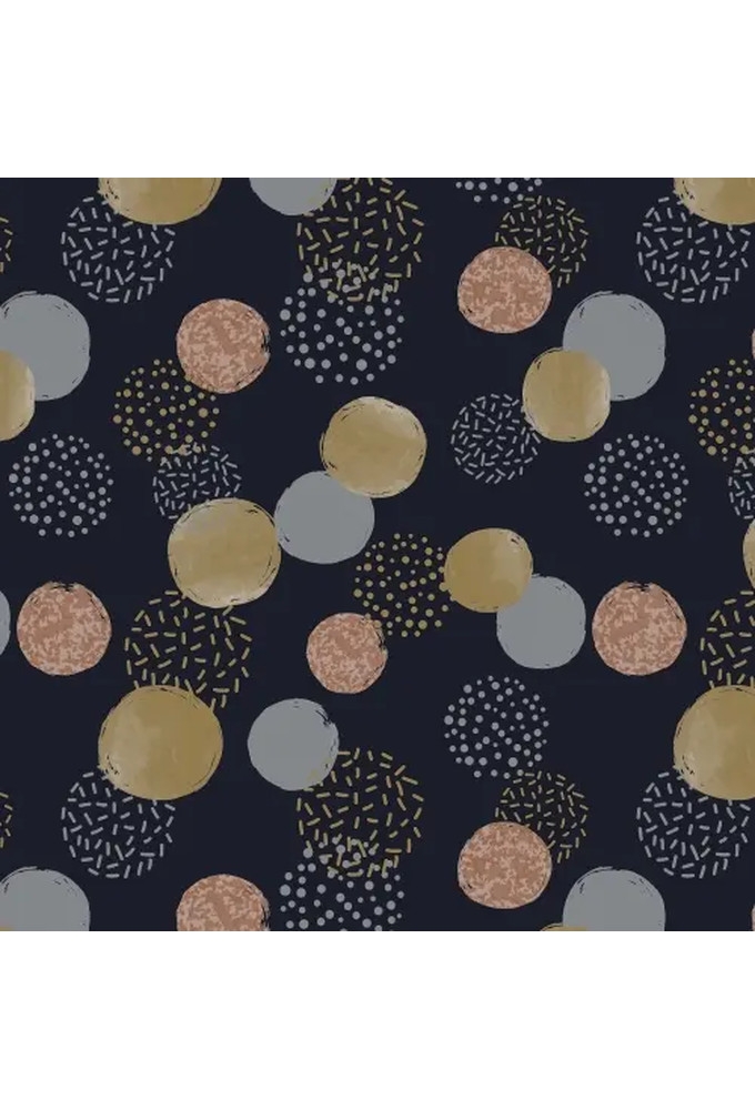 Kerstpapier Dots Blauw & Goud & Koper 70 cm x  175meter