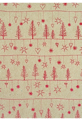 Kerstpapier Eco Recycling Bruin Avvento Rood 70gr 30cm x 200meter