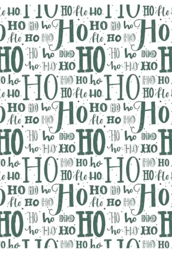 Kerstpapier Hoho Lettering Groen 70 cm x  200meter