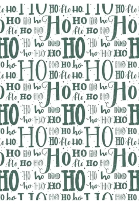 Kerstpapier Hoho Lettering Groen 70 cm x  200meter