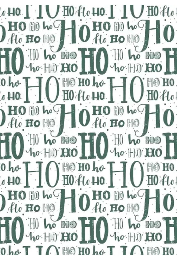 Kerstpapier Hoho Lettering Groen 70 cm x  200meter