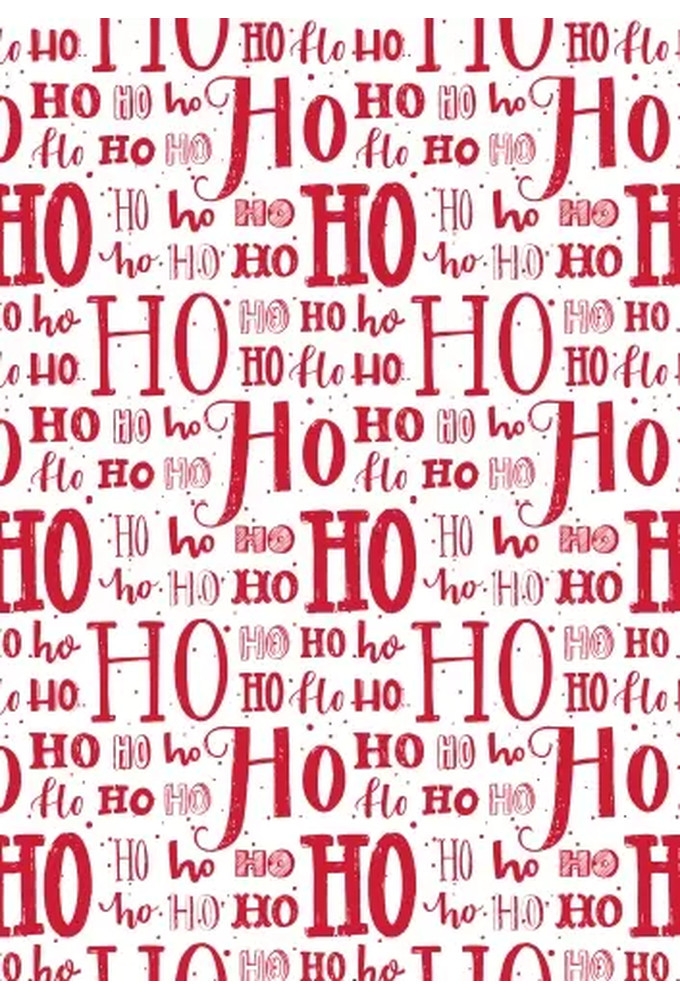 Kerstpapier Hoho Lettering Rood 70 cm x  200meter