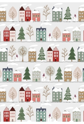 Kerstpapier Houses 30 cm x  200meter