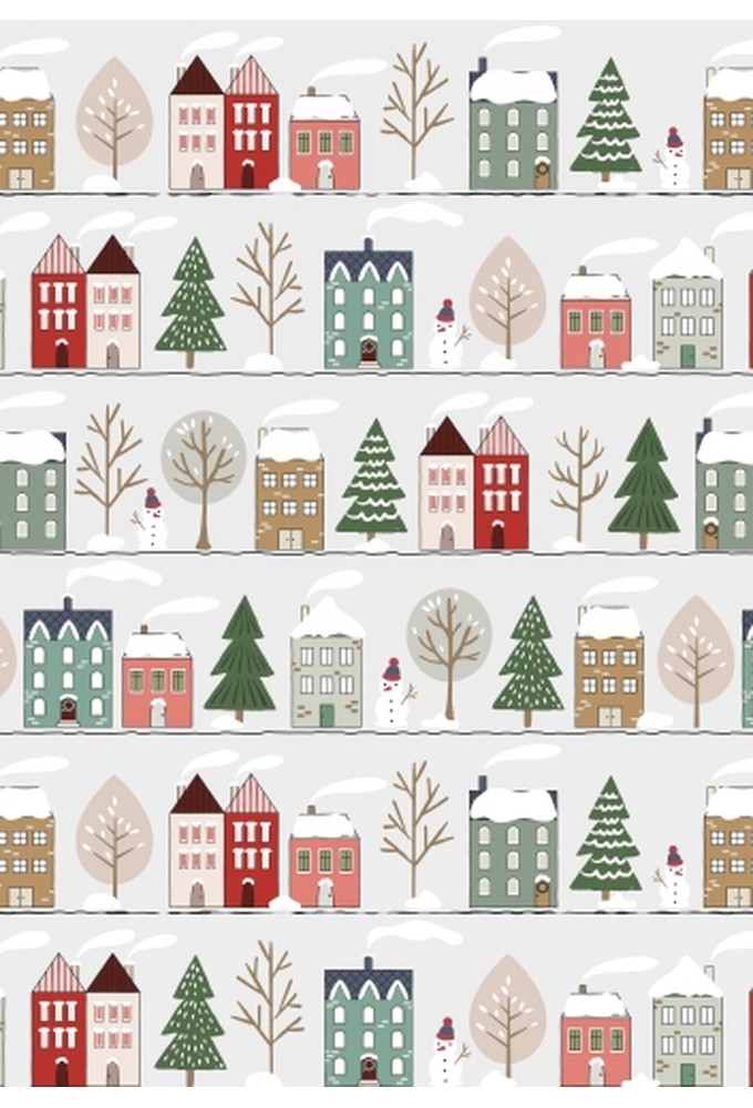 Kerstpapier Houses 30 cm x  200meter