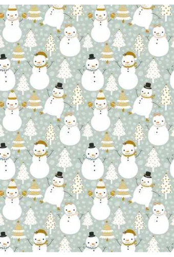 Kerstpapier snowman dance groen 30cm x 200meter
