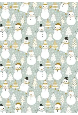 Kerstpapier snowman dance groen 30cm x 200meter