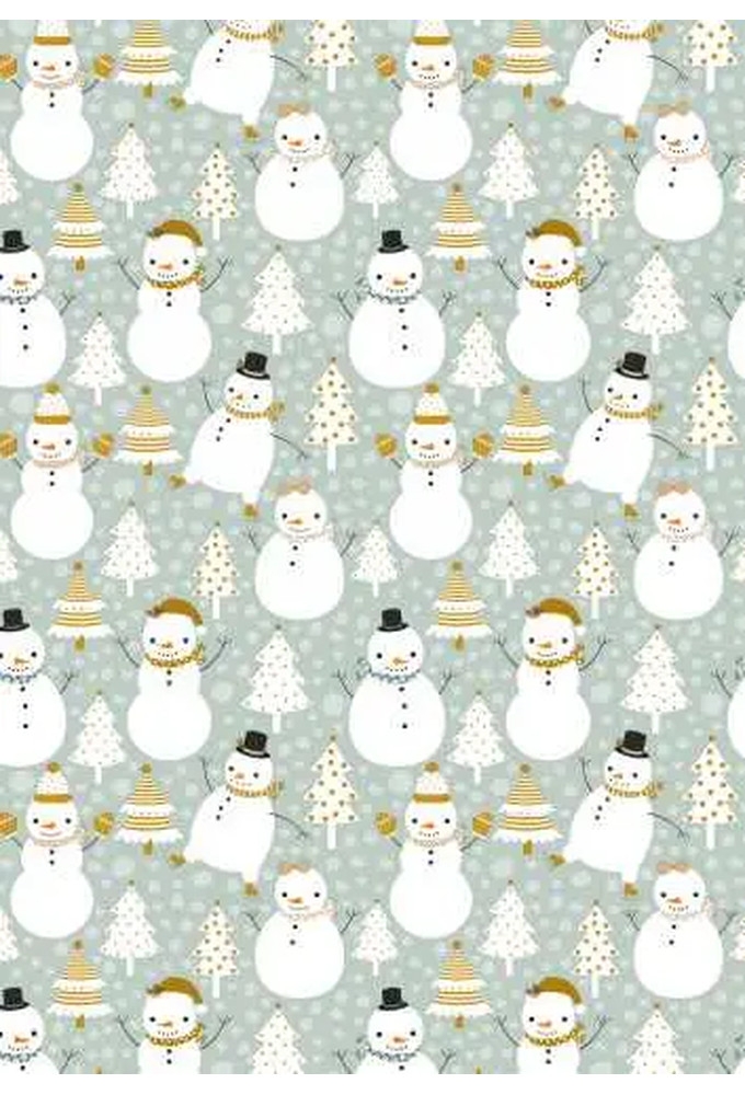 Kerstpapier snowman dance groen 30cm x 200meter