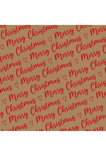 Kerstpapier Kraft Merry Christmas Wishes Kraft Red 40cm x 250meter