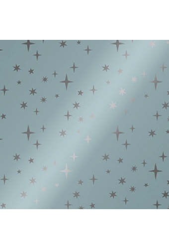 Kerstpapier Metallic Sterren IJsblauw 50cm x 100meter