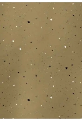 Kerstpapier Metallic stars are shinning goud 70cm x 150meter