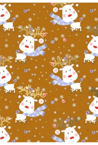 Kerstpapier Rudi Reindeer Ochre 50x70cm 250vellen OP IS OP