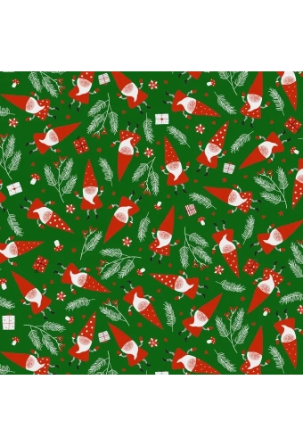 Kerstpapier Santa's Friend Green 60cm x 200meter