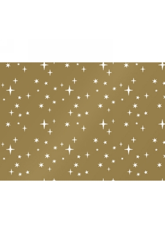 Kerstpapier Sterren Goud & Wit 30 cm x 200meter