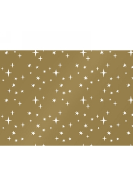 Kerstpapier Sterren Goud & Wit 50cm x 200meter