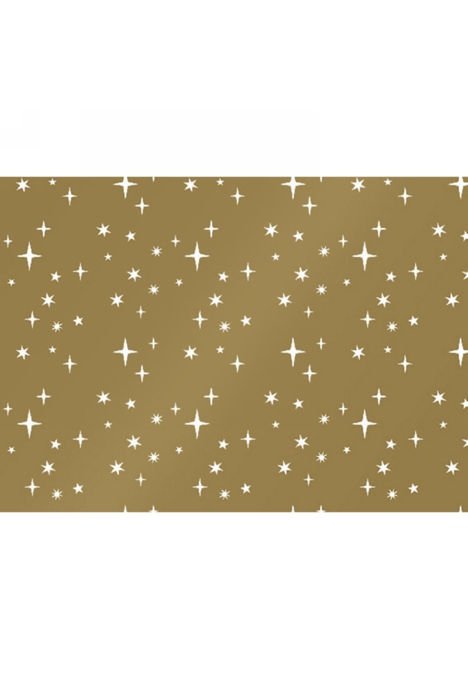 Kerstpapier Sterren Goud & Wit 50cm x 200meter