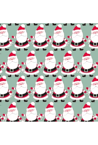 Kerstpapier dancing santa mint 40cm x 200meter