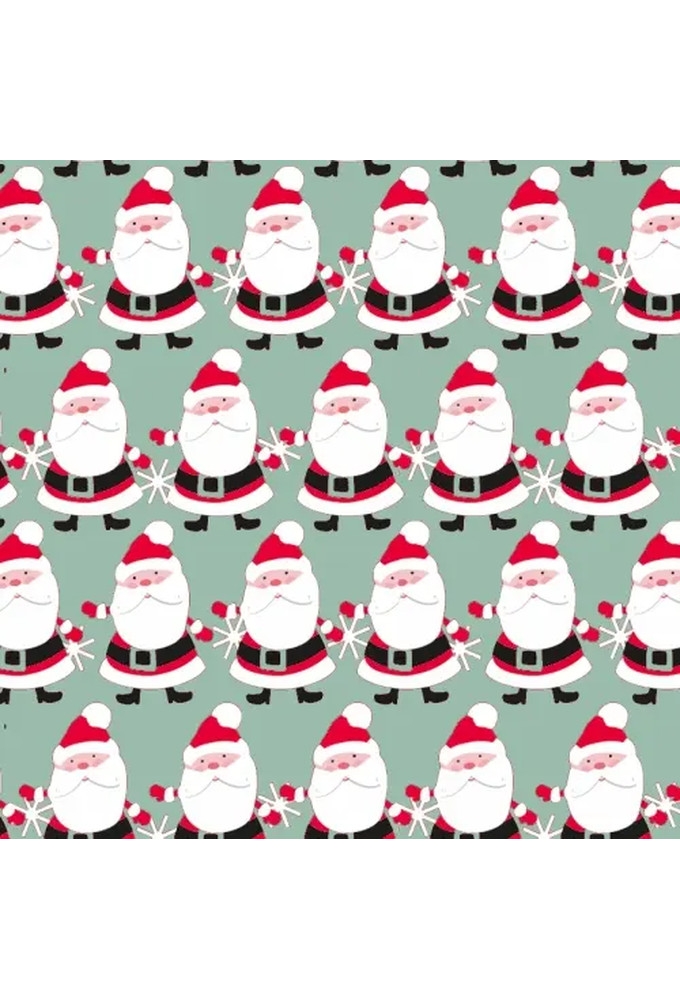 Kerstpapier dancing santa mint 70cm x 200meter
