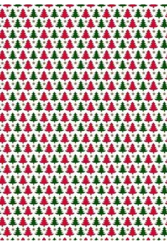 Kerstpapier de Luxe Mini Trees Wit & Rood & Groen 30cm x 200meter
