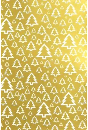 Kerstpapier de Luxe Trees Goud 30cm x 200meter