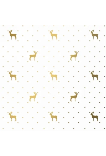 Kerstpapier du monde reindeer Rose goud  70cm x 200meter