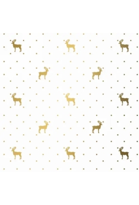 Kerstpapier du monde reindeer Rose goud  70cm x 200meter