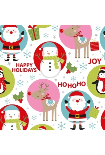 Kerstpapier happy holidays kids 40cm x 200meter